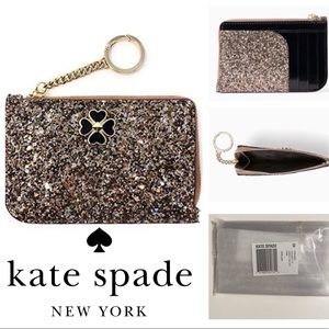 🆕KATE SPADE ♠️ROSEGOLD GLITTER CARD HOLDER WALLET